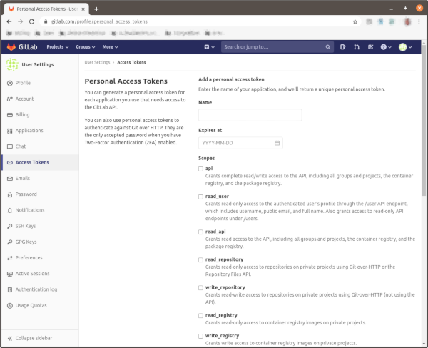 Gitlab Personal Access Token